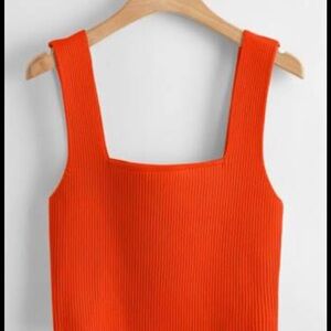 Forever 21 Vibrant Orange Ribbed Tank Top